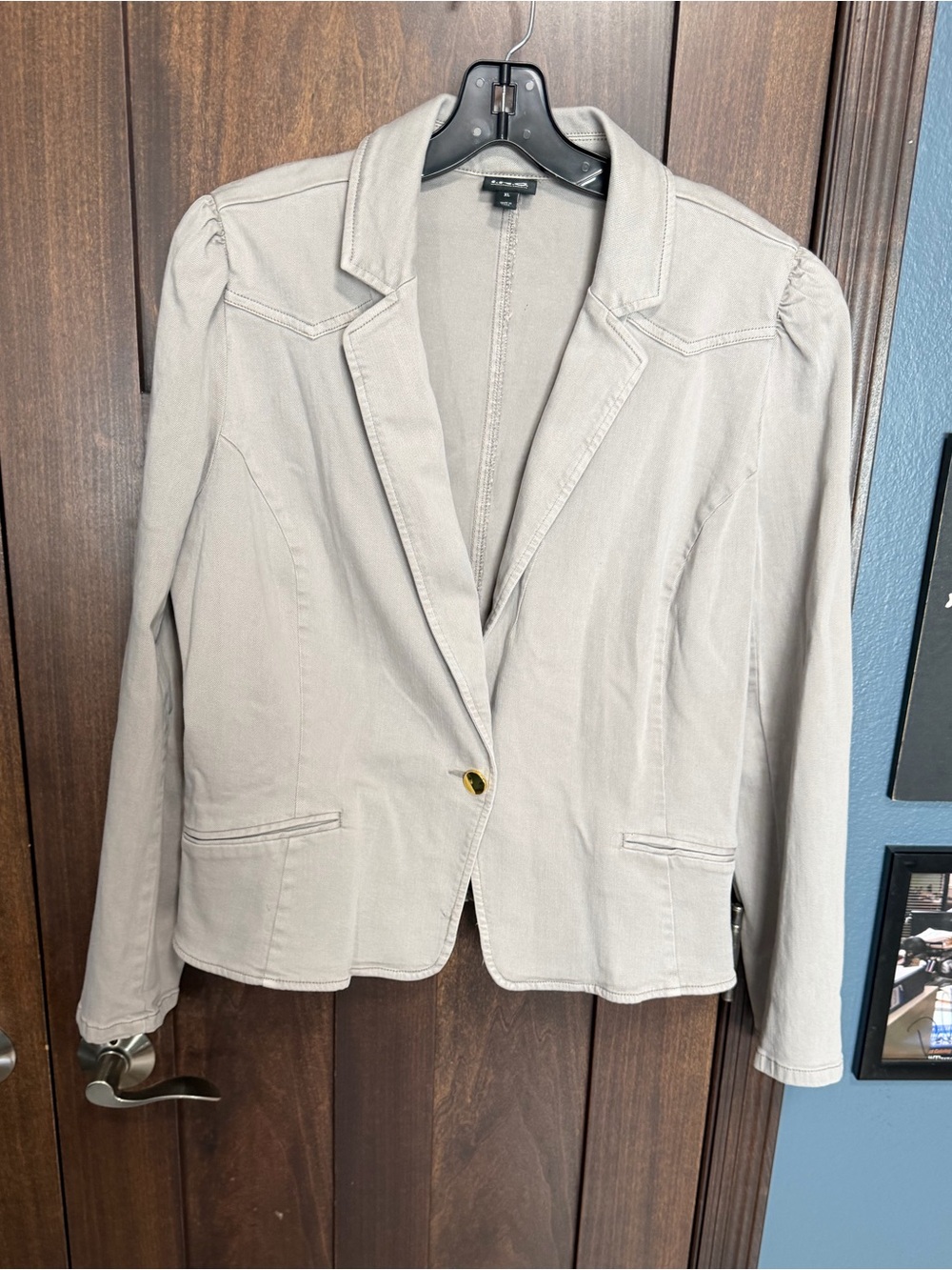 INC Light Gray/Greige Single-Button Women's Blazer Jacket